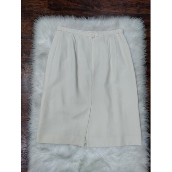 NWT Pendleton 100% Wool Pleated Front Pencil Skirt White Women's Petite Size 12 - Picture 6 of 13